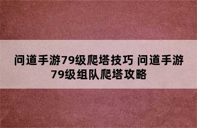 问道手游79级爬塔技巧 问道手游79级组队爬塔攻略